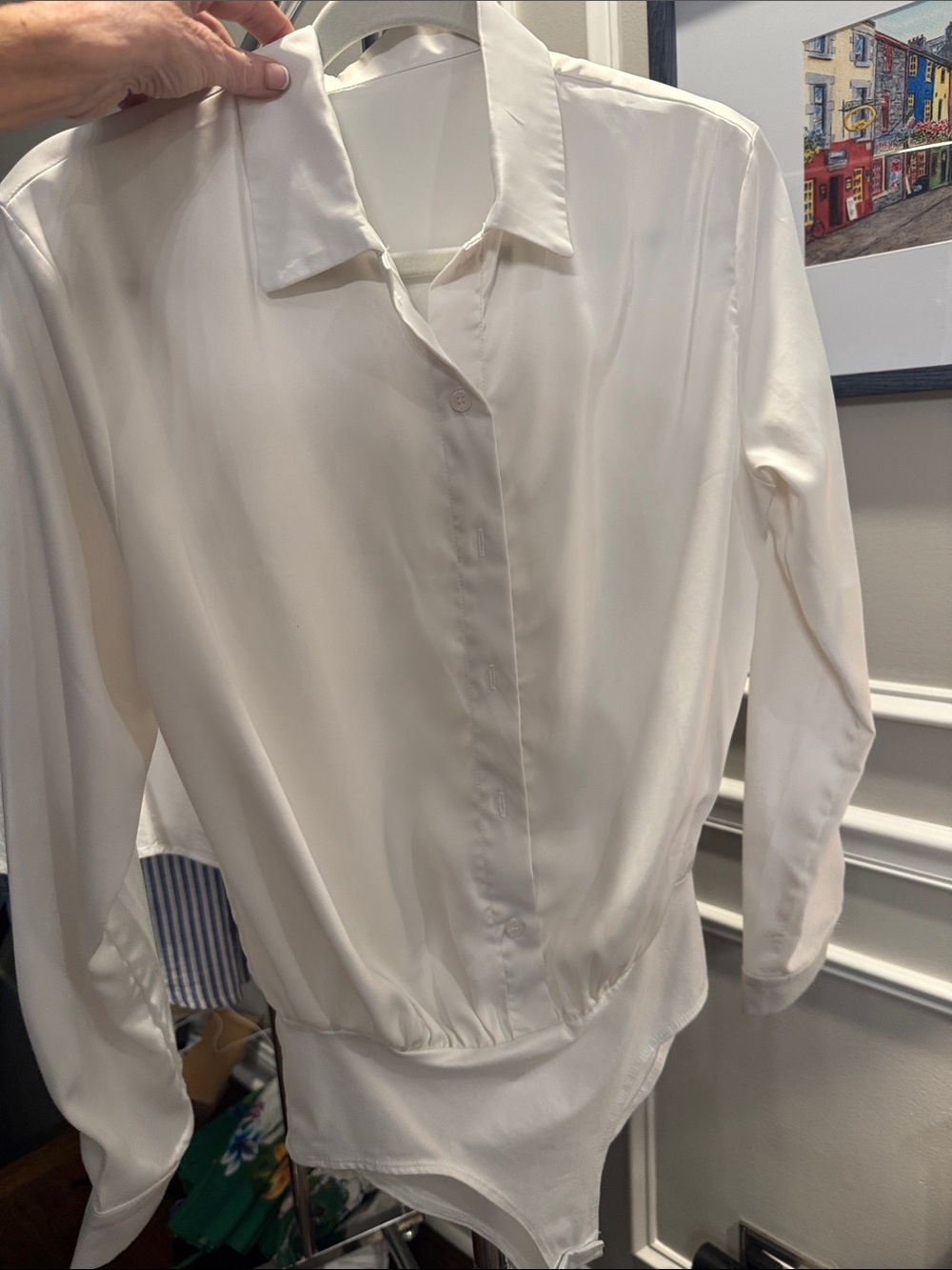 Democracy Cream Button-Front Long Sleeve Bodysuit
